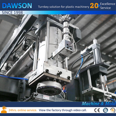 138 kW Schraubenheizleistung 5L 10L Kanister aus HDPE Blasformen Doppelstation Extrusionsblasformmaschine Formöffnungshub 250-600mm