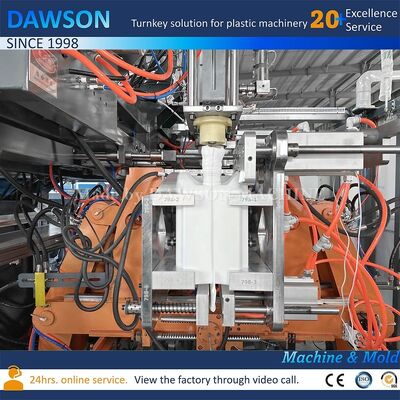 13,8 kW Schraubenheizleistung Doppelstation Kanisterherstellungsmaschine für PE-Kunststoff-Pestizidflaschen-Extrusionsblasformen
