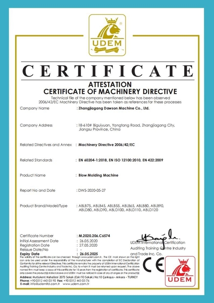 China Dawson Machinery &amp; Mould Group Co.,Ltd zertifizierungen